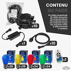 SkyLantern Guirlande Guinguette 100M Filament Multicolore LED 100 Bulbes Dimmables Avec Variateur et Télécommande pas cher