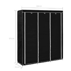 vidaXL Armoire avec compartiments et barres Noir 150x45x175 cm Tissu pas cher