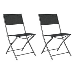 vidaXL Chaises d'extérieur pliables lot de 2 Noir Acier et textilène