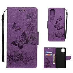 Etui en PU fleur de papillon violet pour votre Samsung Galaxy A81/Note 10 Lite