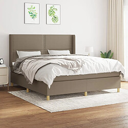 vidaXL Sommier à lattes de lit avec matelas Taupe 180x200 cm Tissu