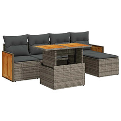 vidaXL Salon de jardin avec coussins 6 pcs gris résine tressée acacia