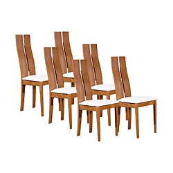 Vente-Unique Lot de 6 chaises SALENA - Hêtre massif coloris chêne