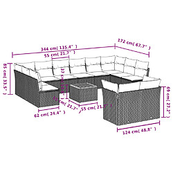 vidaXL Salon de jardin avec coussins 13 pcs noir résine tressée pas cher