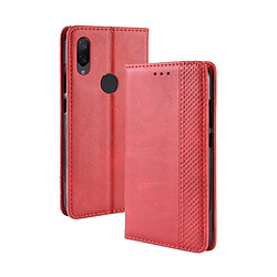 Wewoo Housse Coque Étui en cuir à boucle magnétique avec texture rétro et pour Xiaomi Redmi Note 7, support emplacements pour cartes porte-monnaie (rouge)