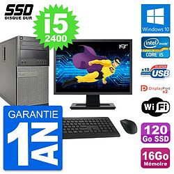 PC Tour Dell 9010 Ecran 19" Intel i5-2400 RAM 16Go SSD 120Go Windows 10 Wifi - Occasion