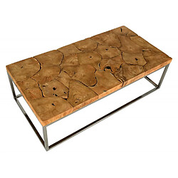 Aubry Gaspard Table basse en teck et acier Puzzle.