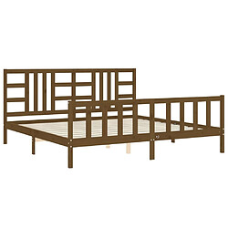 Maison Chic Lit adulte - Cadre Structure de lit avec tête de lit Contemporain marron miel 200x200cm bois massif -MN33470 pas cher