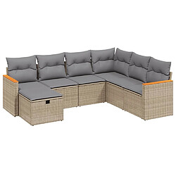 Maison Chic Ensemble à manger d'extérieur 7 pcs avec coussins,Salon de jardin,Mobilier de jardin mélange beige résine tressée -GKD927630