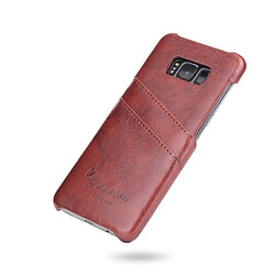 Wewoo Etui en cuir Fierre Shann Retro Oil en cire PU pour Galaxy S8 + / G9550, avec fentes pour cartes (Marron)