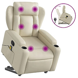 Maison Chic Fauteuil Relax pour salon, Fauteuil inclinable de massage Crème Similicuir -GKD78905