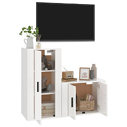 Avis Maison Chic Ensemble de meubles TV 2 pcs pour salon - blanc brillant bois d'ingénierie -MN49893