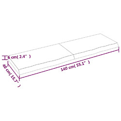 vidaXL Étagère murale 140x40x(2-6) cm bois de chêne massif non traité pas cher