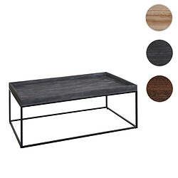 Mendler Table basse HWC-K71, table basse table d'appoint, bois massif métal 46x110x60cm ~ gris foncé