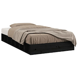 vidaXL Cadre de lit sans matelas noir 75x190 cm bois massif