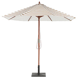 Acheter Beliani Parasol de jardin en bois et toile à rayures beiges et blanches FERENTILLO