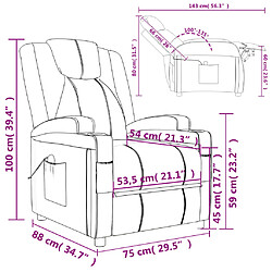 vidaXL Fauteuil inclinable électrique Blanc crème Similicuir pas cher