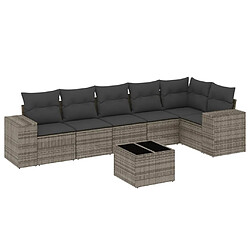 vidaXL Salon de jardin avec coussins 7 pcs gris résine tressée