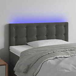 vidaXL Tête de lit à LED Gris foncé 100x5x78/88 cm Velours