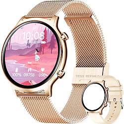 Chrono Montre Intelligente Femme,Montre Connectée IP70Etanche Bracelet Connecté Cardio Podometre Smartwatch Sport Fitness Tracker d'Activité Contrôle de la Musique,Or