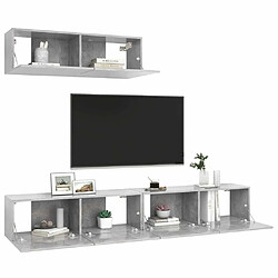 Avis Maison Chic Meubles TV 3 pcs | Banc TV Moderne pour salon | Meuble de Rangement Gris béton Aggloméré -MN94863