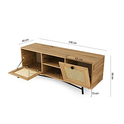 Acheter Toilinux Meuble TV en panneaux de particules avec rangements - Beige