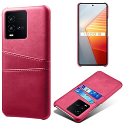 Coque en TPU + PU anti-rayures avec deux porte-cartes pour votre Vivo iQOO 10 5G - rose