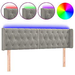 vidaXL Tête de lit à LED Gris clair 147x16x78/88 cm Velours