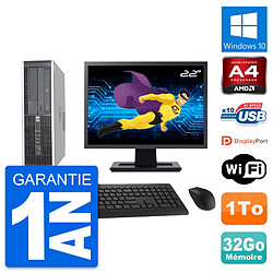 PC HP 6305 Pro SFF Ecran 22" AMD A4-5300B RAM 32Go Disque 1To Windows 10 Wifi - Occasion