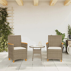 Avis Maison Chic Lot de 2 Chaises de jardin coussins | chaises Relax beige résine tressée bois -GKD73941