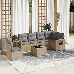 Maison Chic Salon de jardin avec coussins 7 pcs | Ensemble de Table et chaises | Mobilier d'Extérieur beige résine tressée -GKD76767