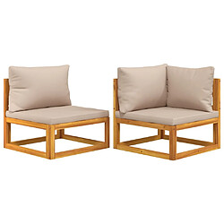 Maison Chic Salon de jardin avec coussins 2 pcs | Ensemble de Table et chaises | Mobilier d'Extérieur bois massif acacia -GKD79255