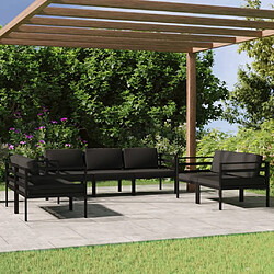 Maison Chic Ensemble Tables et chaises d'extérieur 7pcs avec coussins,Salon de jardin Aluminium Anthracite -GKD699831