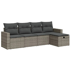 vidaXL Salon de jardin 5 pcs avec coussins gris résine tressée