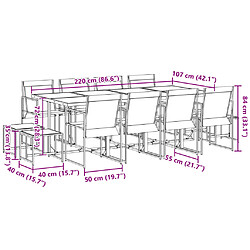 vidaXL Ensemble à manger de jardin 13 pcs noir textilène pas cher