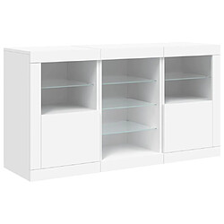 Maison Chic Commode Buffet - Meuble de rangement avec lumières LED blanc 123x37x67 cm -GKD78073 pas cher