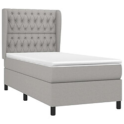 Avis Maison Chic Lit Adulte - Lit simple Lit à sommier tapissier et matelas moelleux - Meuble de Chambre - Gris clair 90x190 cm Tissu -MN98594