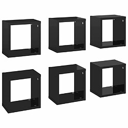 Maison Chic Lot de 6 Étagères cube murales,Etagère de rangement flottantes Noir brillant 22x15x22 cm -MN31486