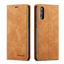 Wewoo Housse Coque Pour Huawei P20 Forwenw Dream Series Oil Edge Fort Magnetism Étui à rabat horizontal en cuir avec support et fentes cartes et portefeuille et cadre photo marron