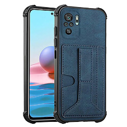 Coque en TPU + PU anti-chute, avec béquille et porte-cartes saphire pour votre Xiaomi Redmi Note 10 4G/Note 10S