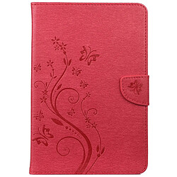 Etui en PU motif de papillons et de fleurs avec support rouge pour iPad mini (2021)