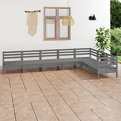 Maison Chic Salon de jardin 7 pcs - Table et chaises d'extérieur - Mobilier/Meubles de jardin Moderne Bois de pin massif Gris -MN40175