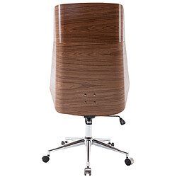 Decoshop26 Fauteuil de bureau design rétro dossier haut en PVC marron et cadre en bois couleur noyer pieds en métal chromé 10_0002435 pas cher