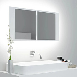 Maison Chic Armoire salle de bain,Meuble de rangement de salle de bain,Meuble haut à miroir LED Blanc 90x12x45 cm Acrylique -GKD353011