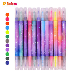 12 Couleurs Creative Étoilé Double Gel Gel Surligneur Marqueur Peinture Stylo Couleurs Légères pour Journaux Journaux Main Compte