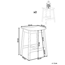 Avis Beliani Lot de 2 tabourets de bar DIXON Bois Gris clair