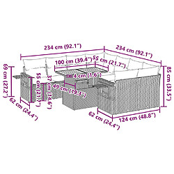 vidaXL Salon de jardin 9 pcs avec coussins noir résine tressée pas cher