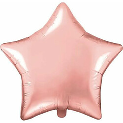 PartyDeco-FB3M-019R Ballon Mylar Foil en Forme d'étoile Rose doré métallisé Ø 48 cm