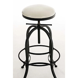 Decoshop26 Tabouret de bar design industriel hauteur réglable en métal noir et assise PVC blanc 10_0005360