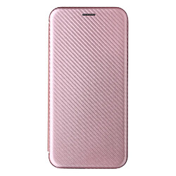 Coque en TPU + PU texture en fibre de carbone avec support or rose pour votre Samsung Galaxy A03 Core